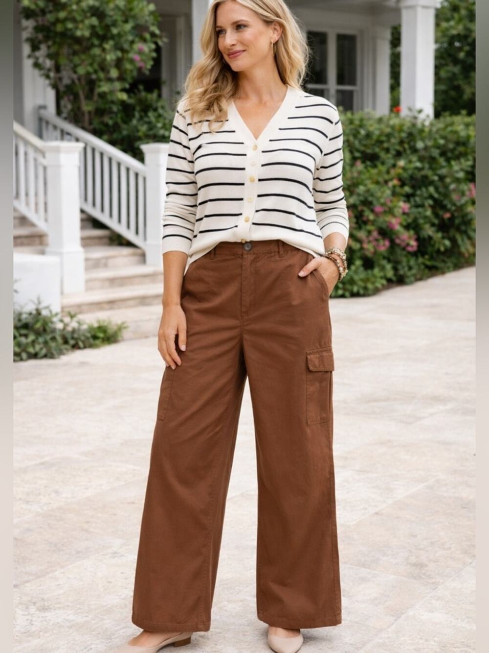Kut From The Kloth Charlene Wide Leg High Rise Cotton Stretch Pants Size 14P NWT